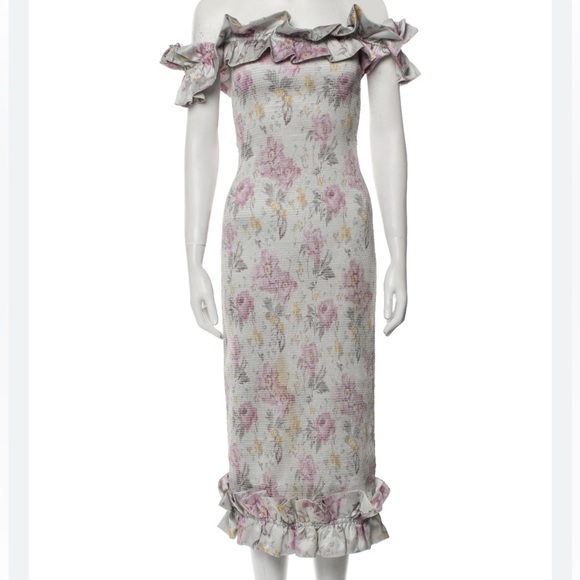 V. Chapman Dresses & Skirts - V Chapman Floral Lilac Midi Dress off the shoulder